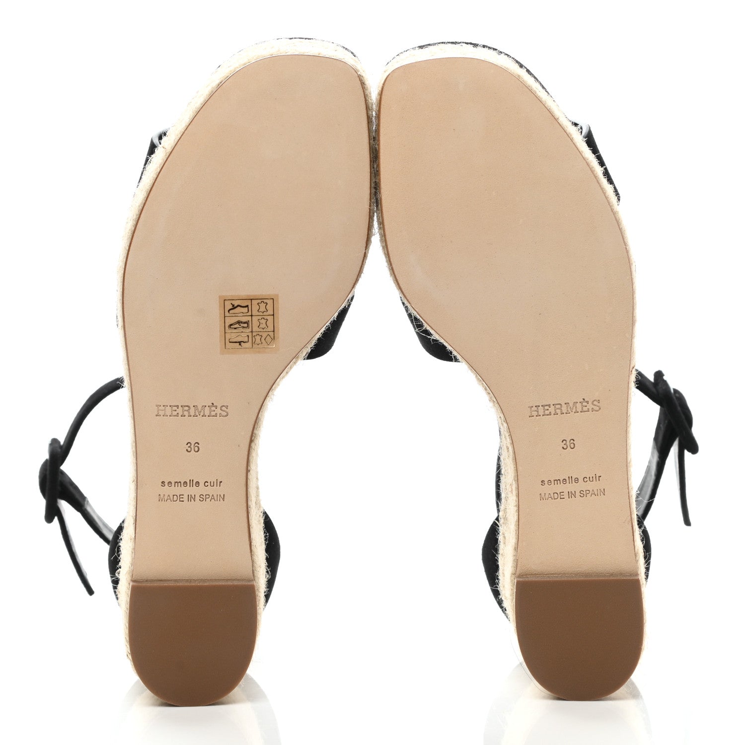 Hermes Suede Elda Espadrille Wedge Sandals 36 Black 5 of 8