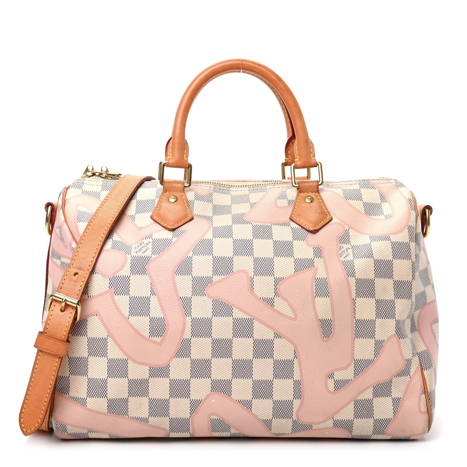 Louis Vuitton Damier Azur Tahitienne Speedy Bandouliere 30 Rose Ballerine 1 of 9