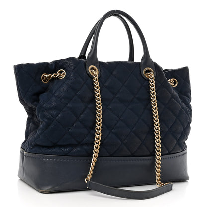 Chanel Iridescent Caviar Quilted Globe Trotter Shopping Tote Navy Blue 3 of 18