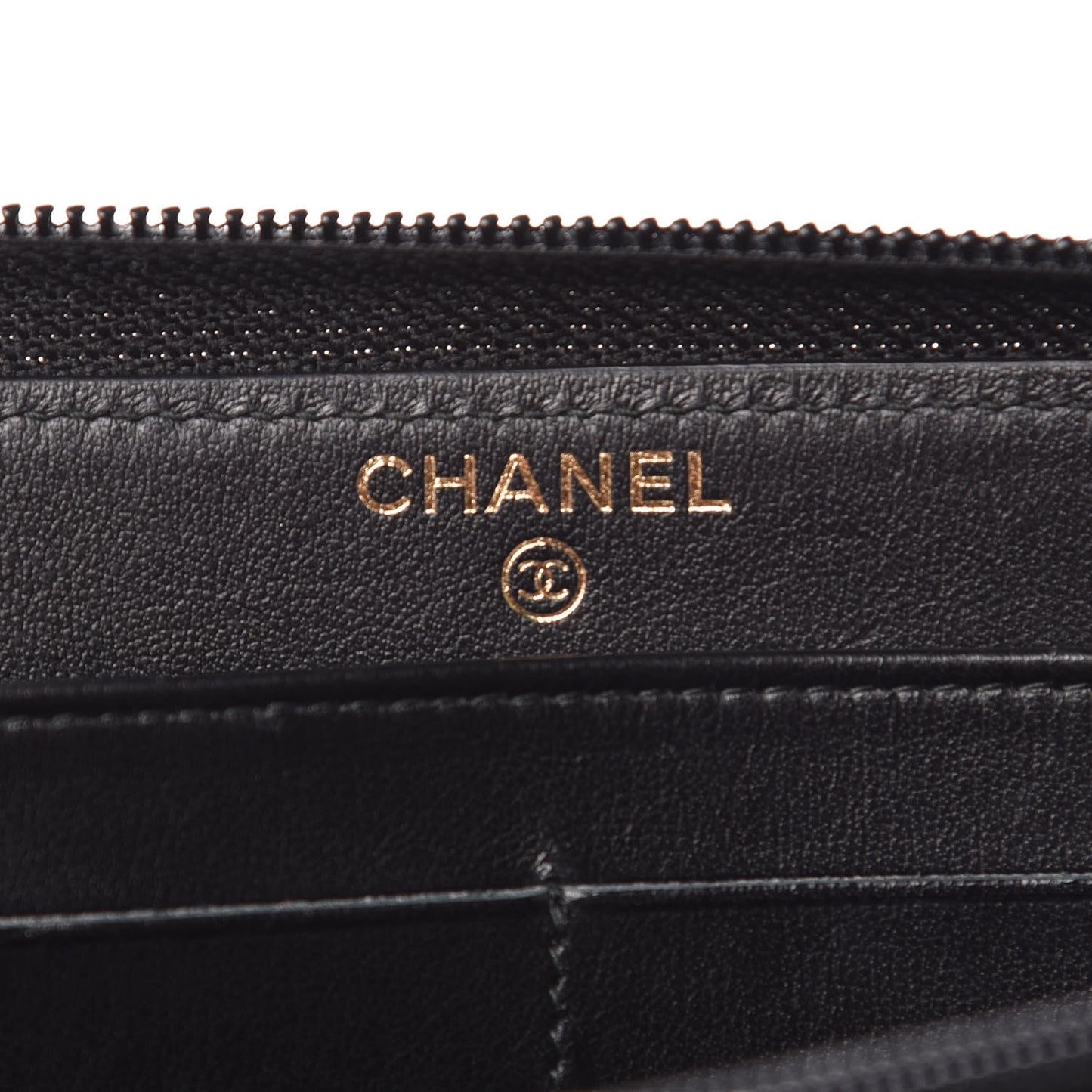 Caviar Chevron Quilted Zip Around Boy Wallet Black