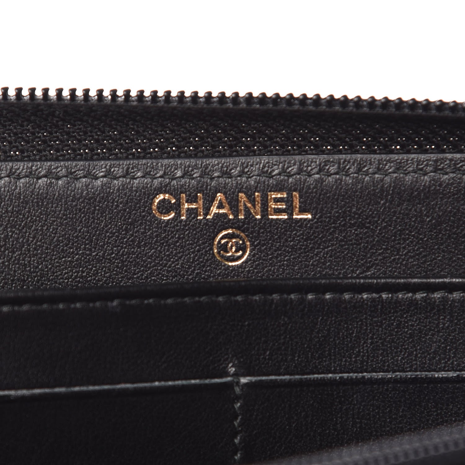 Chanel Caviar Chevron Quilted Zip Around Boy Wallet Black 6 of 11
