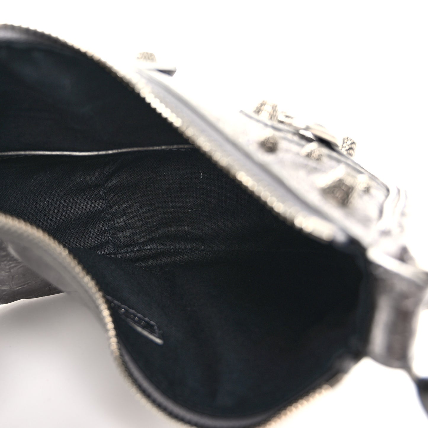 Metallic Agneau Arena Le Cagole Shoulder Bag XS Silver