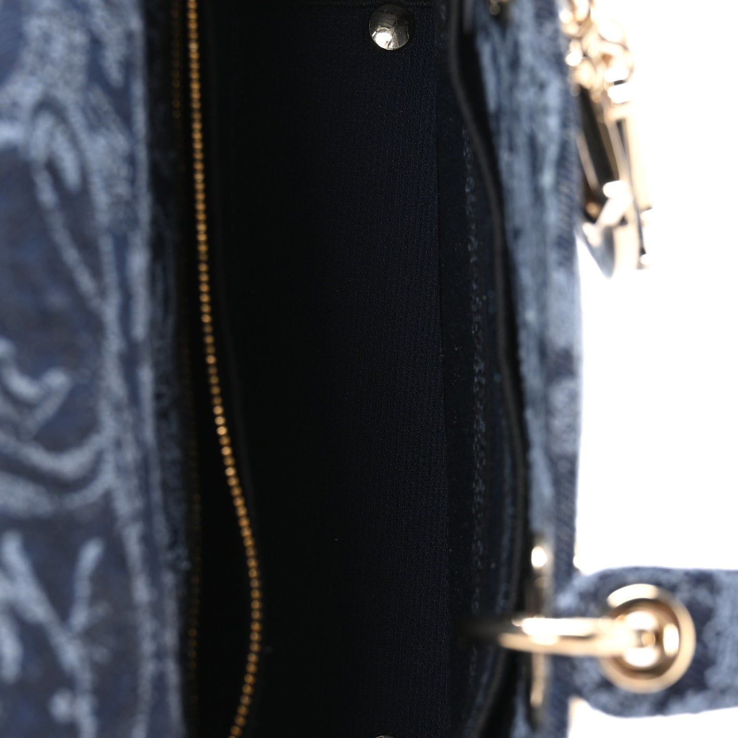 Canvas Toile De Jouy Reverse Embroidered Medium Lady D-Lite Navy Blue