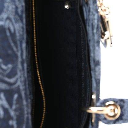 Christian Dior Canvas Toile De Jouy Reverse Embroidered Medium Lady D-Lite Navy Blue 5 of 11
