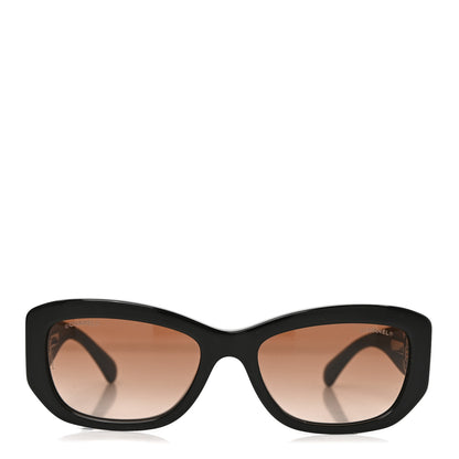 Chanel Acetate Rectangle Sunglasses 5493-A Black Brown 2 of 7
