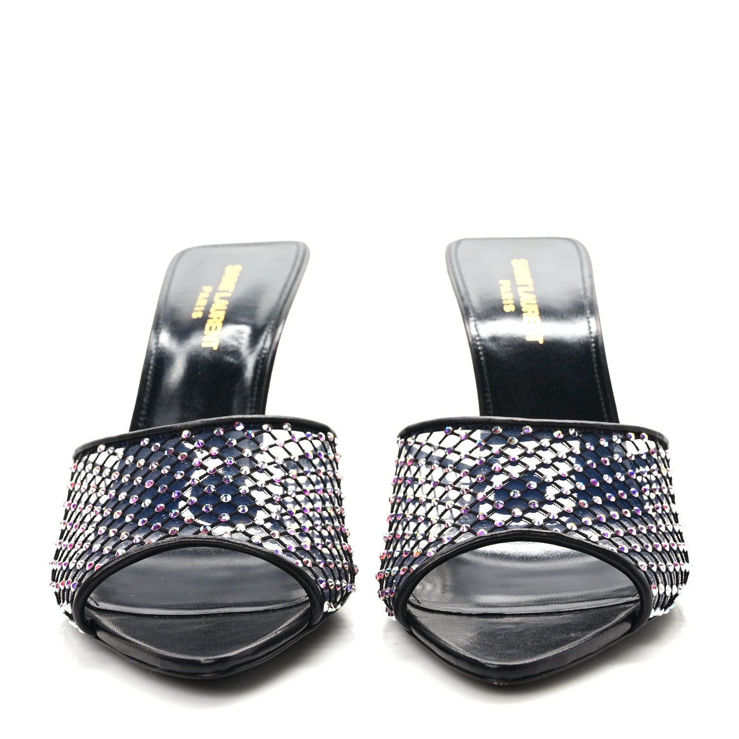 Saint Laurent Mesh Strass Giqua 95 Mule Sandals 39.5 Black 2 of 8