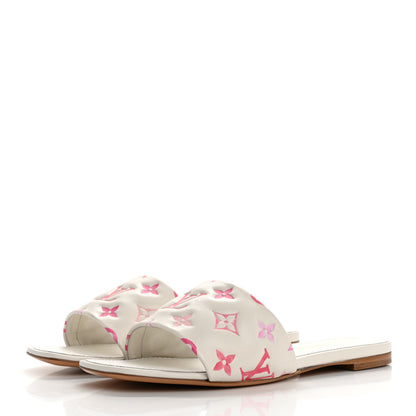 Louis Vuitton Lambskin Embossed Monogram By The Pool Revival Flat Mules 39.5 White Pink 4 of 9
