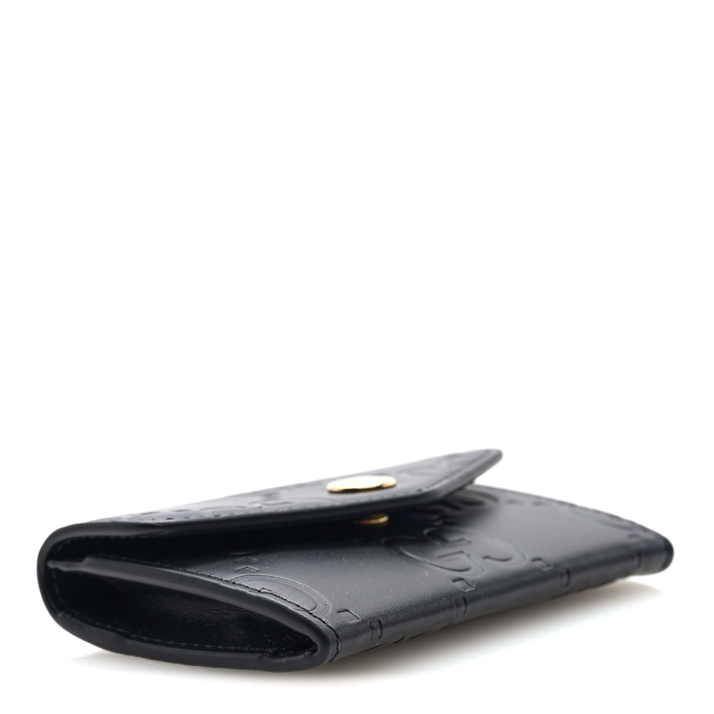 Gilbert Calfskin Jumbo GG Embossed Snap Wallet Black