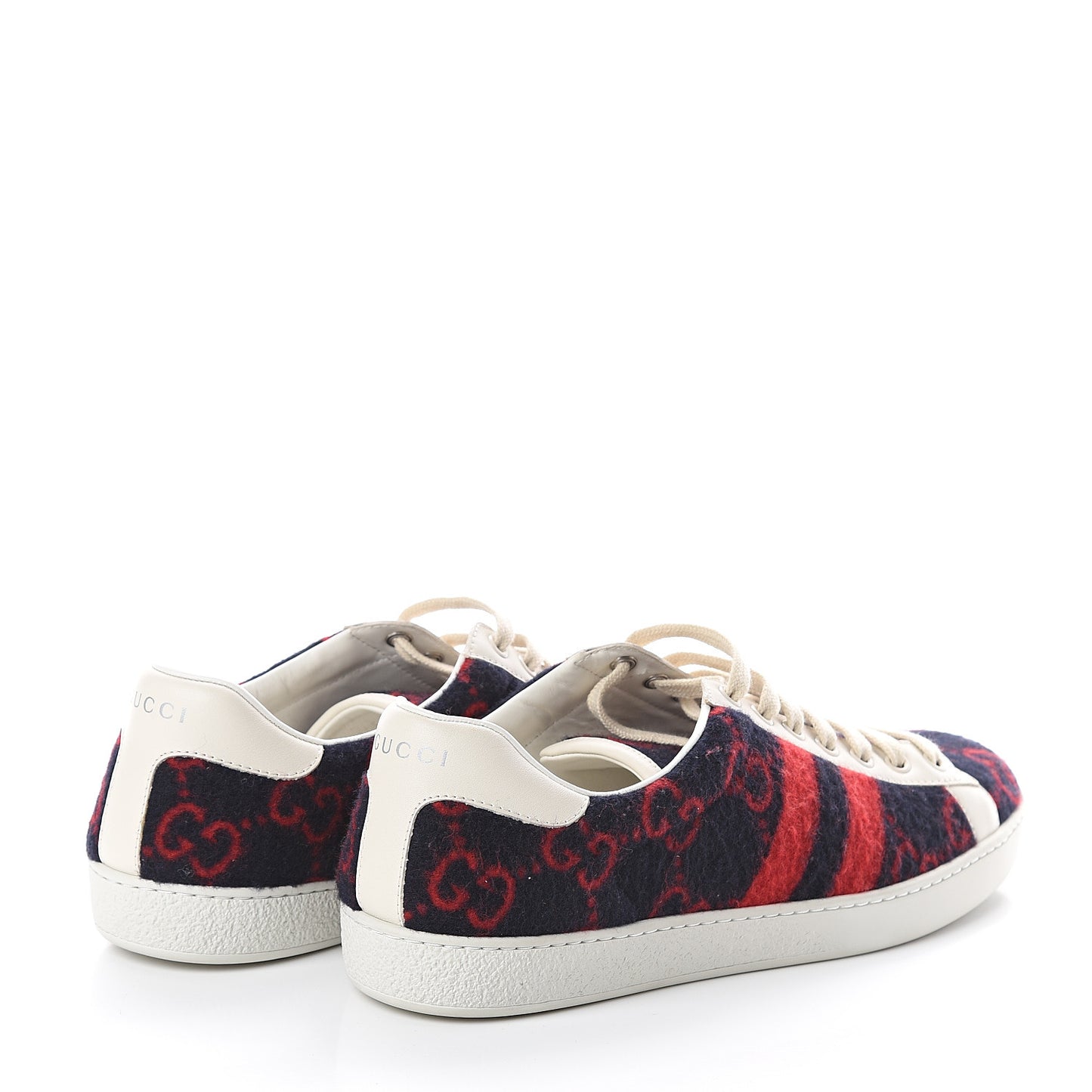 Covered Wool Big GG Monogram Mens Sneakers 8 Blue Red Mystic White