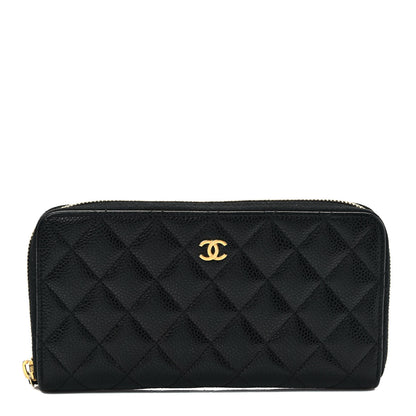 Chanel Caviar Quilted Large Gusset Zip Around Wallet Black 1 of 10