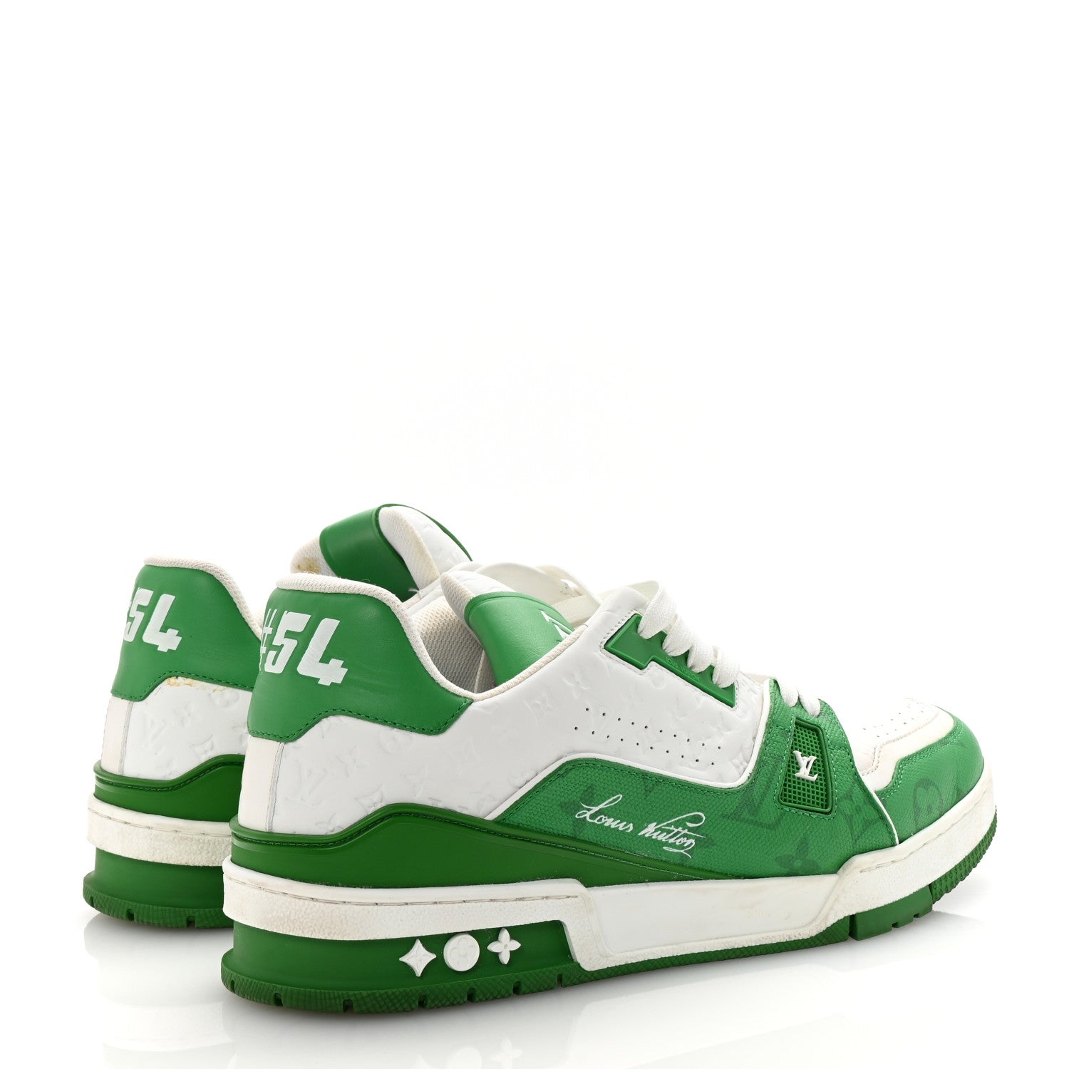 Louis Vuitton Calfskin Monogram Mens LV Trainer Sneakers 8 Green 5 of 9