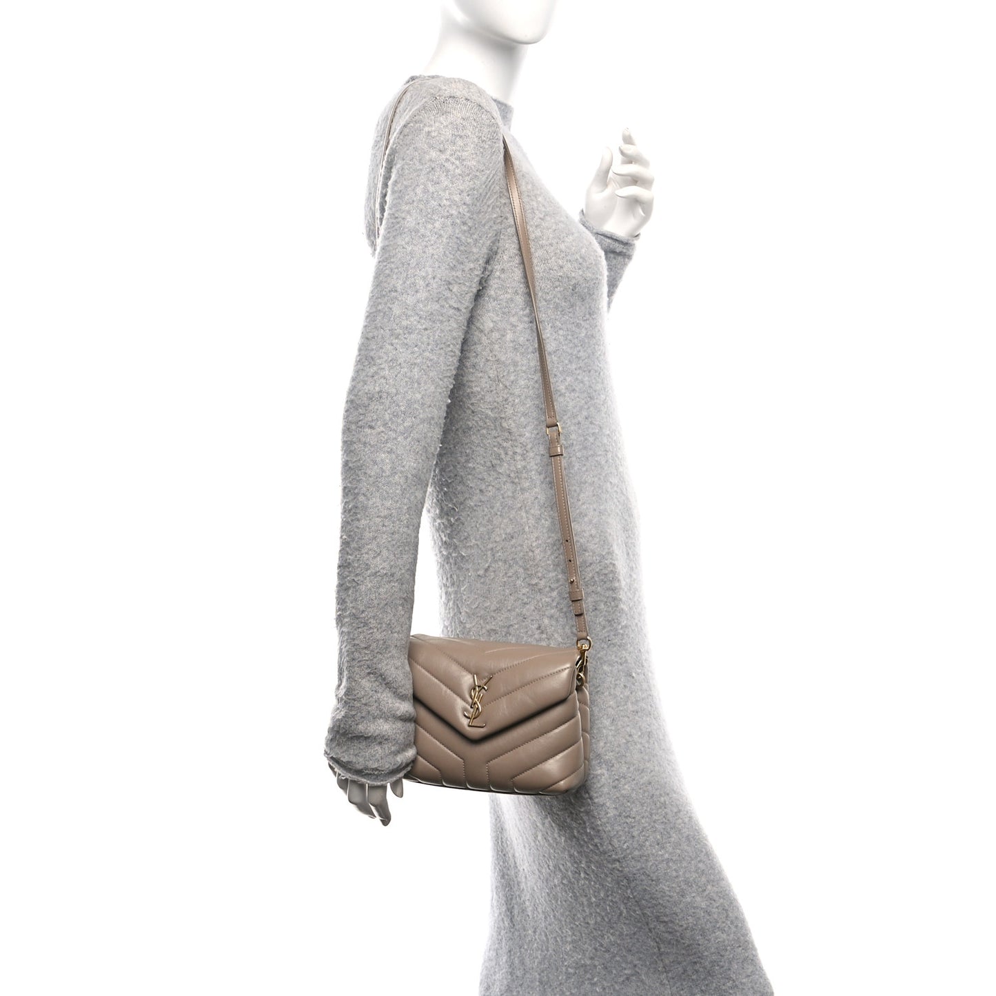 Calfskin Y Quilted Monogram Toy Loulou Crossbody Bag Dark Beige