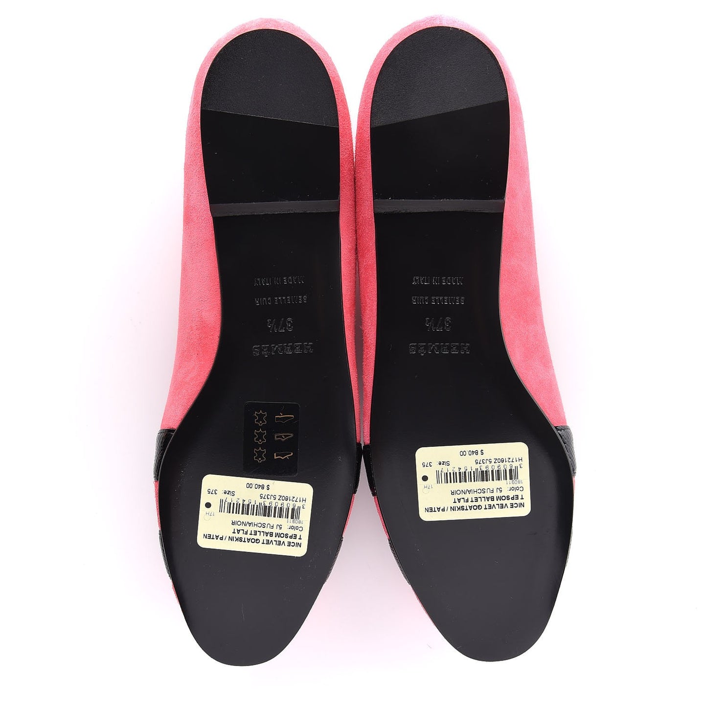 Velvet Goatskin Patent Epsom Nice Ballerina Flats 37.5 Fuchsia Black