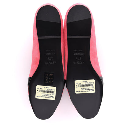 Hermes Velvet Goatskin Patent Epsom Nice Ballerina Flats 37.5 Fuchsia Black 5 of 8