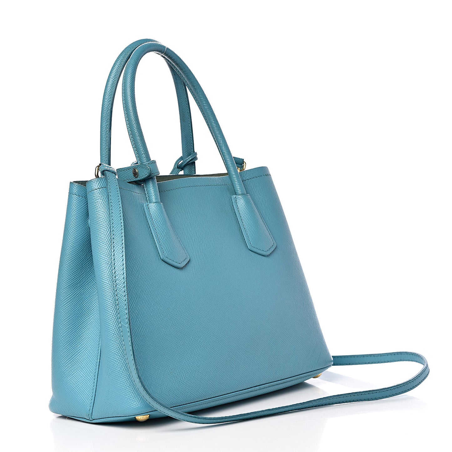 Saffiano Cuir Small Double Bag Turchese