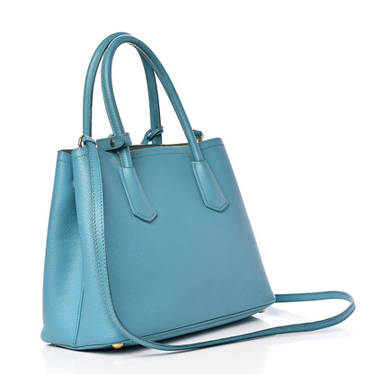 Prada Saffiano Cuir Small Double Bag Turchese 3 of 31