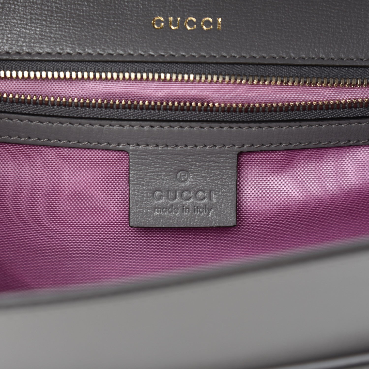 Gucci Textured Calfskin Silk Scarf Medium Torchon GG Ring Shoulder Bag Grey 7 of 11