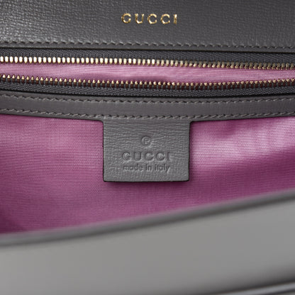 Gucci Textured Calfskin Silk Scarf Medium Torchon GG Ring Shoulder Bag Grey 7 of 11