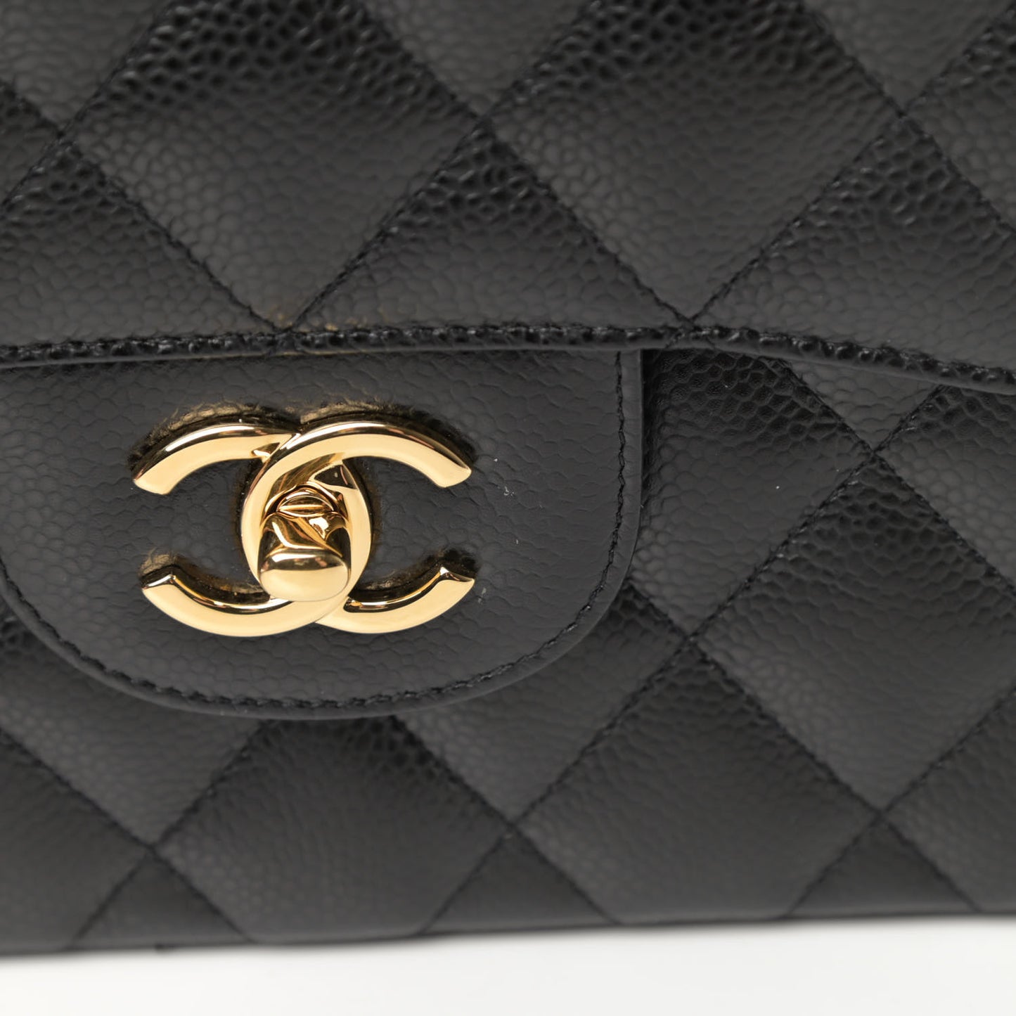 Caviar Quilted Jumbo Double Flap Black