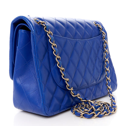 Chanel Lambskin Quilted Jumbo Double Flap Blue 3 of 13