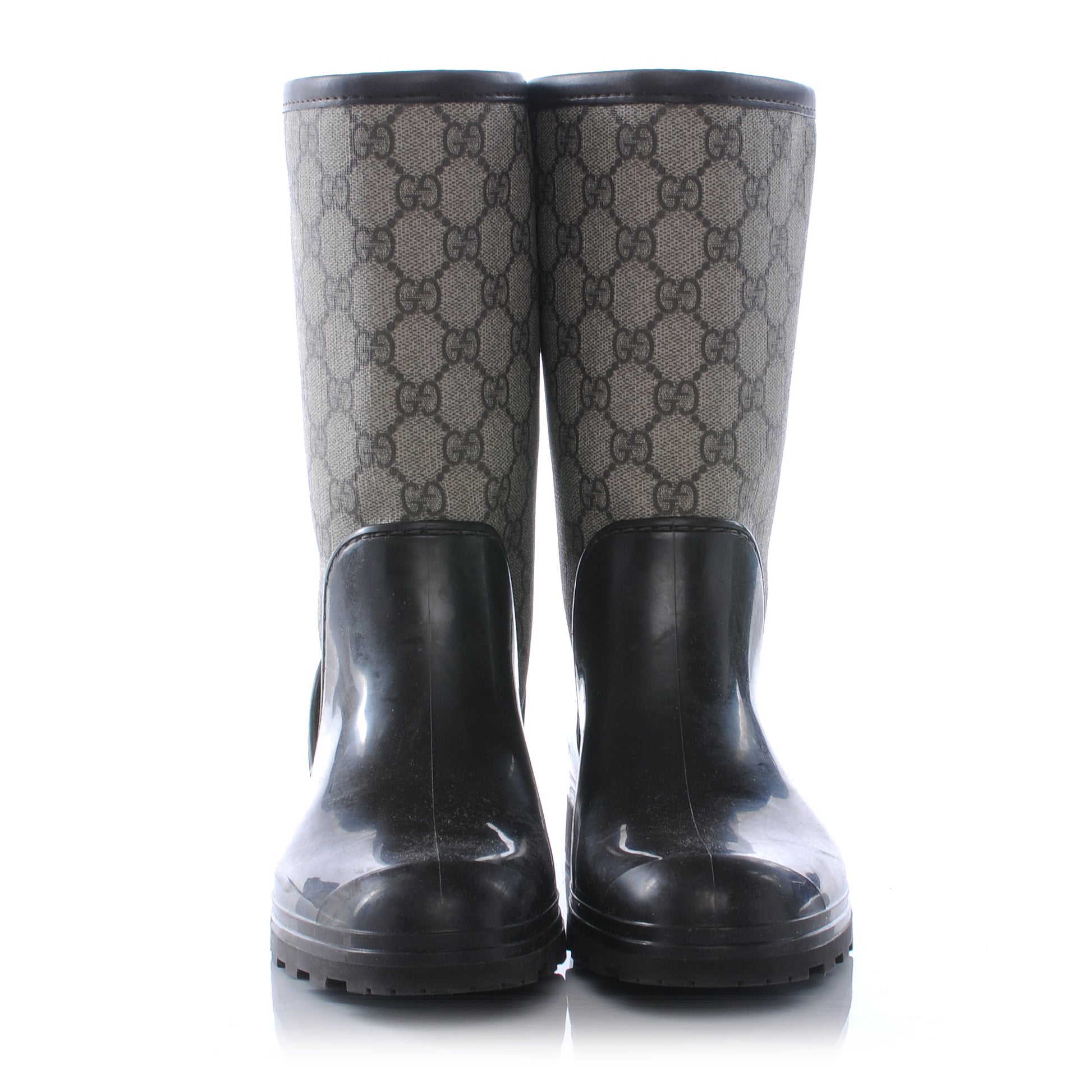 Gucci GG Plus Monogram Prato Flat Rubber Boots 37 Ebony 2 of 7