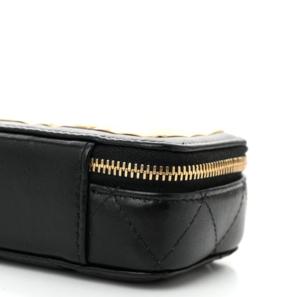 Chanel Lambskin Quilted Mini Golden Plate Clutch With Chain Black 10 of 10