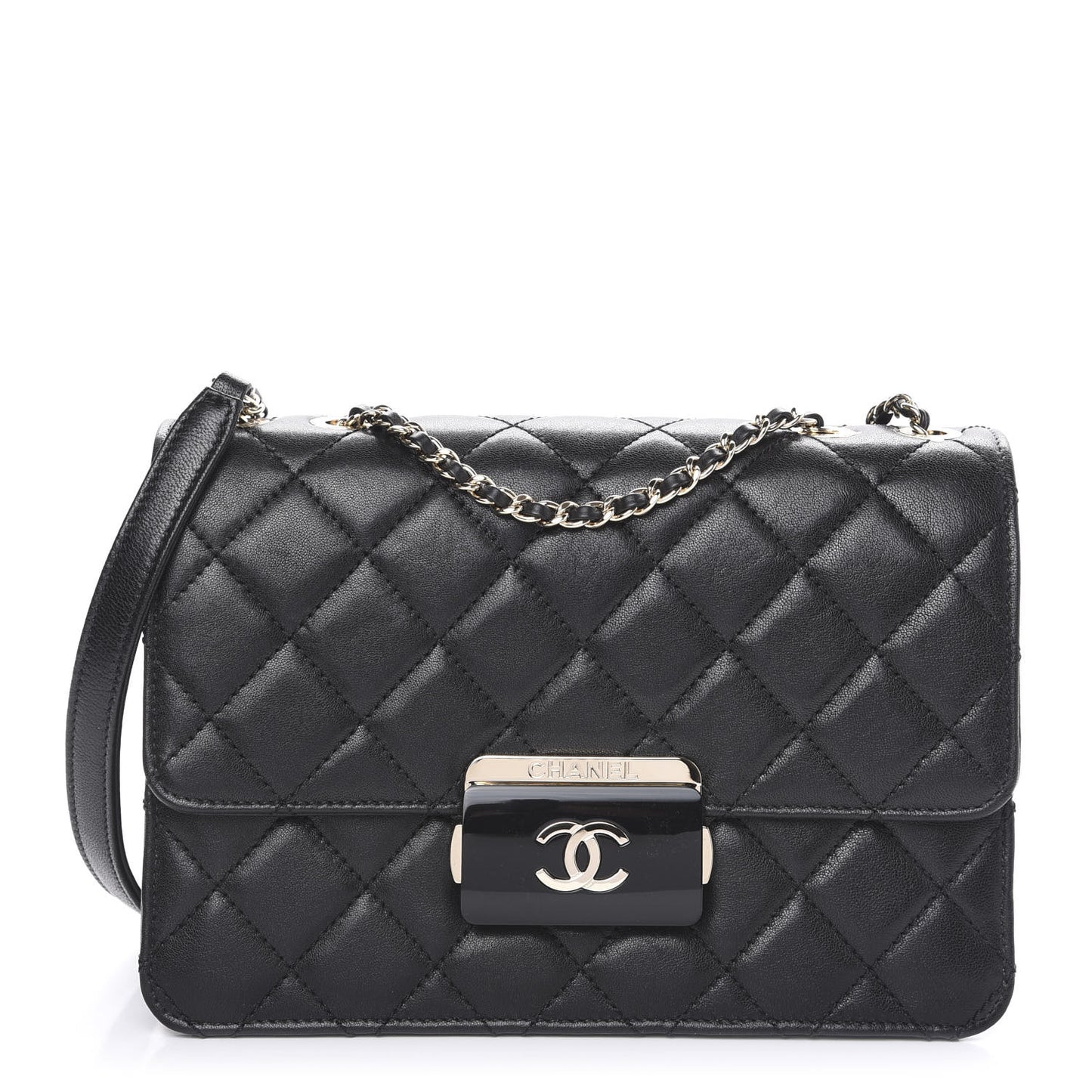 Sheepskin Quilted Beauty Lock Flap Black