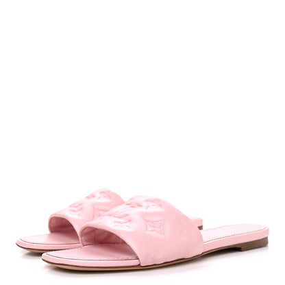 Louis Vuitton Lambskin Embossed Monogram Revival Flat Mules 37 Light Pink 4 of 10