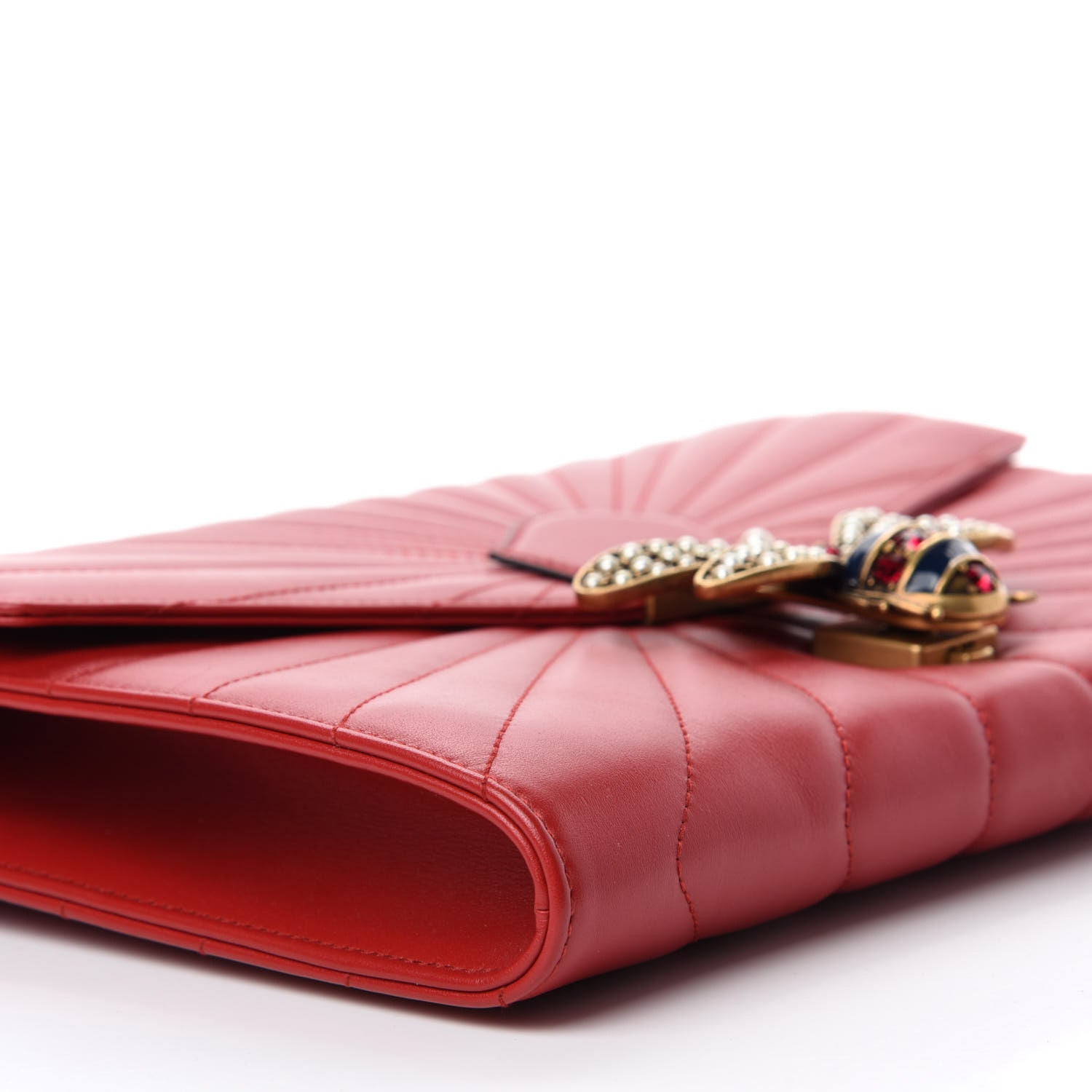 Gucci Calfskin Trapuntata Queen Margaret Clutch Hibiscus Red 6 of 11
