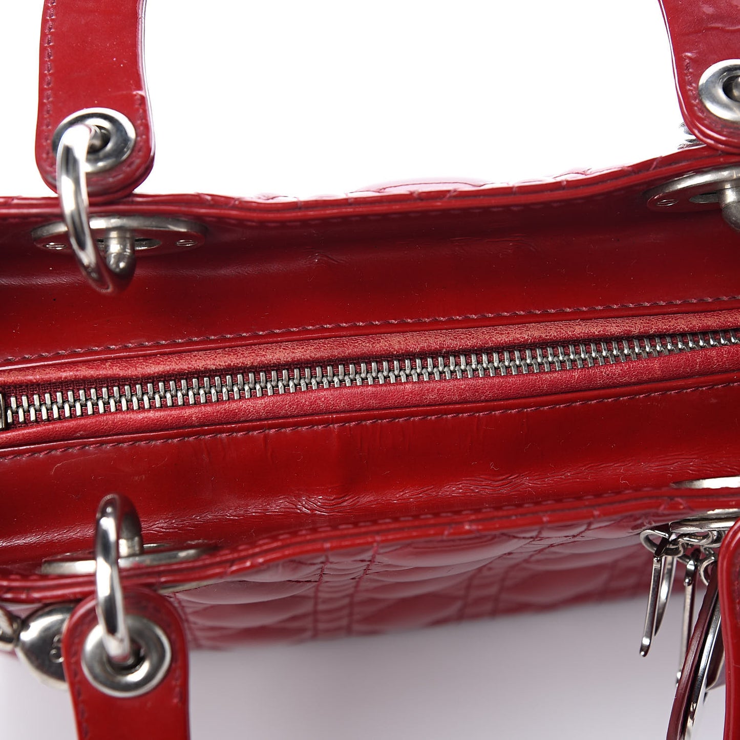 Patent Cannage Medium Lady Dior Red