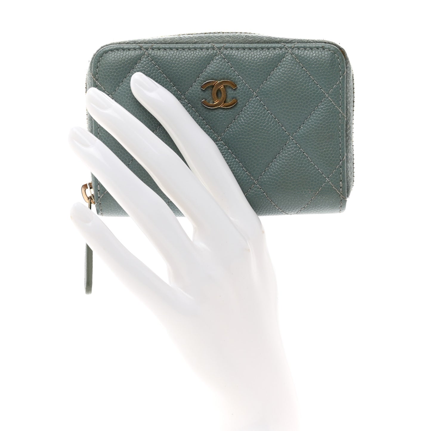 Caviar Quilted Zip Coin Purse Blue