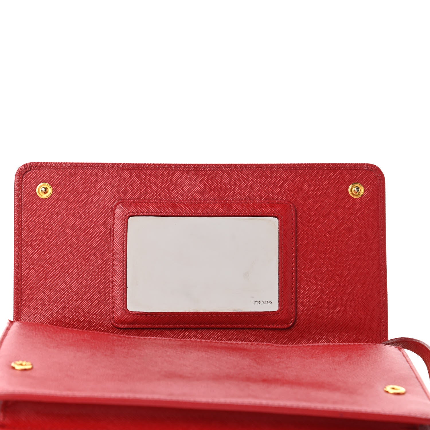 Prada Saffiano Metal Mini Crossbody Wallet Rosso 6 of 12