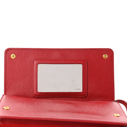 Prada Saffiano Metal Mini Crossbody Wallet Rosso 6 of 12