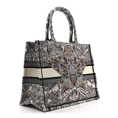 Christian Dior Canvas Embroidered Medium Book Tote White Multicolor 3 of 10