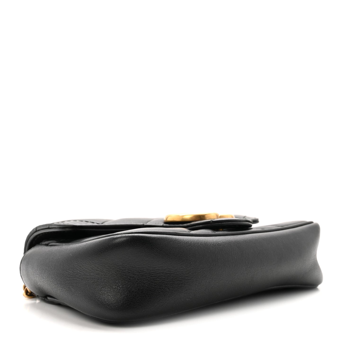 Calfskin Matelasse Super Mini GG Marmont Shoulder Bag Black