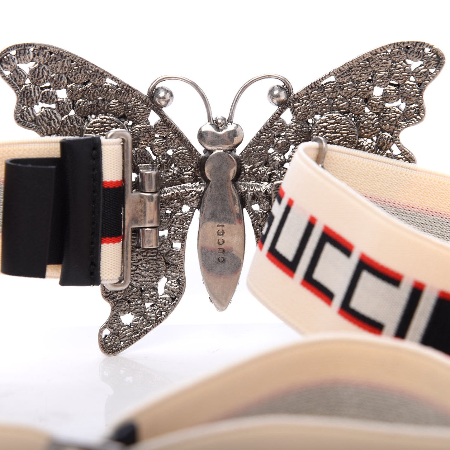 Jacquard Crystal Stripe Butterfly Belt 75 30 White