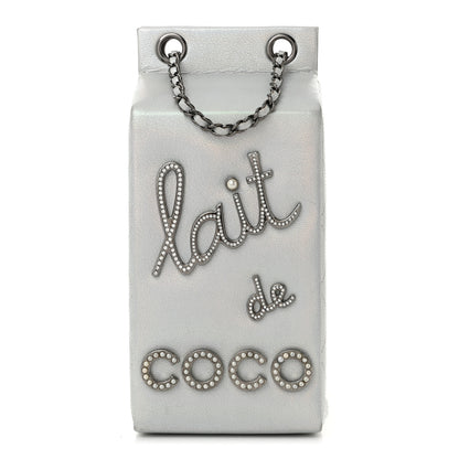 Chanel Metallic Goatskin Lait de Coco Milk Carton Bag Silver 1 of 10