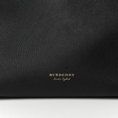 Burberry Grainy Calfskin House Check Medium Banner Tote Black 11 of 11