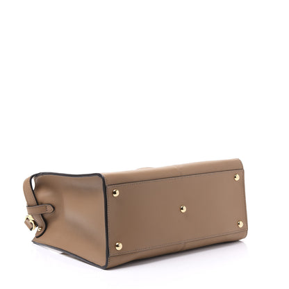 Fendi Vitello Seta Glazed Fabric FF 1974 Medium Peekaboo X-Lite Sand Mogano Panna 3 of 9
