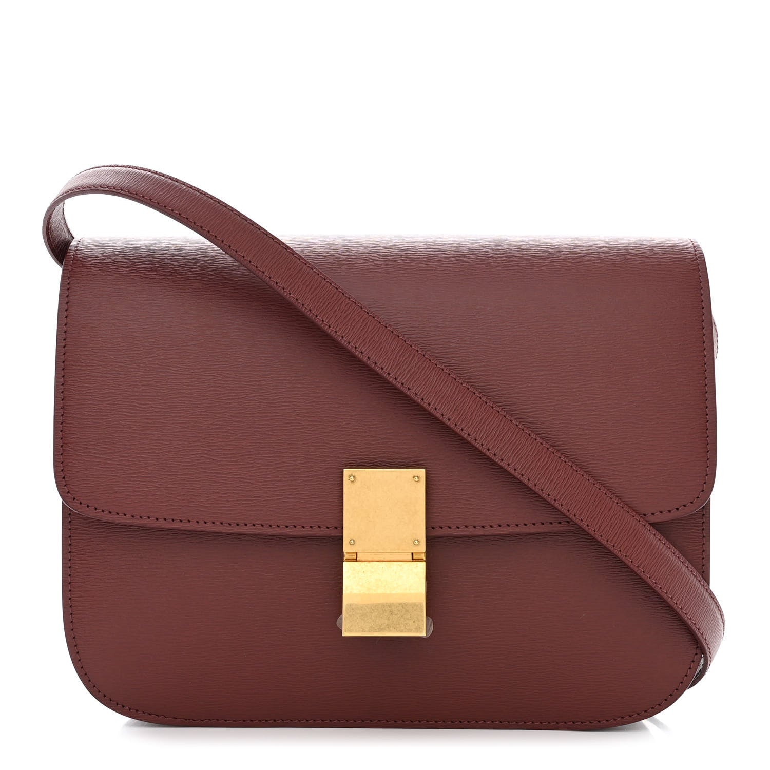 Celine Liege Calfskin Medium Classic Box Flap Bag Burgundy 1 of 11