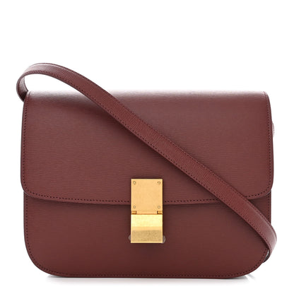 Celine Liege Calfskin Medium Classic Box Flap Bag Burgundy 1 of 11