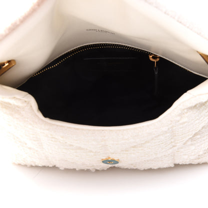 Saint Laurent Boucle Tweed Quilted Toy Loulou Puffer Monogram Chain Satchel Crema Soft 5 of 10