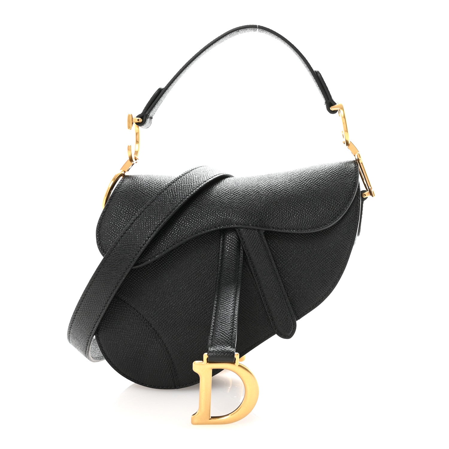 Christian Dior Grained Calfskin Mini Saddle Bag With Strap Black 1 of 11