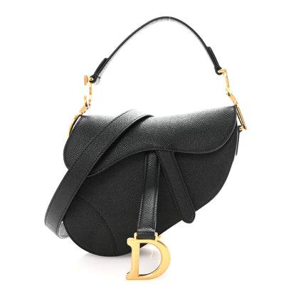 Christian Dior Grained Calfskin Mini Saddle Bag With Strap Black 1 of 11