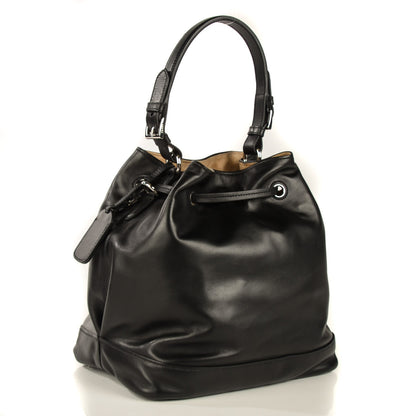 Prada Soft Calf Bucket Bag Black Cammello 3 of 9