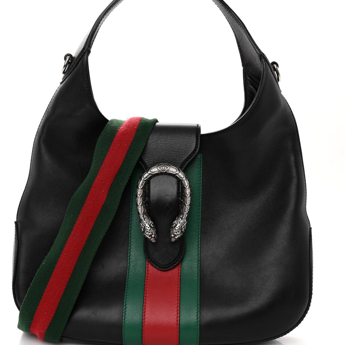 Calfskin Web Stripe Small Dionysus Hobo Black