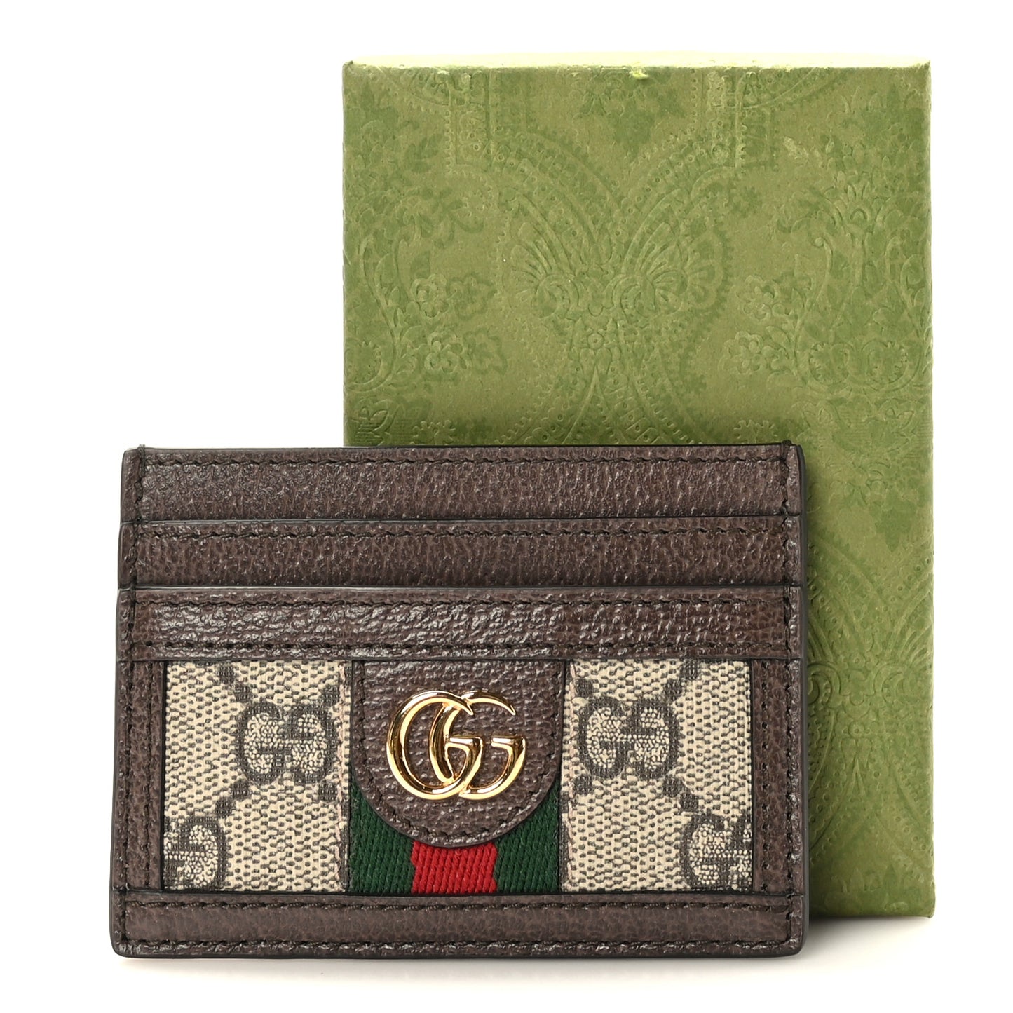 GG Supreme Monogram Ophidia Card Holder Brown
