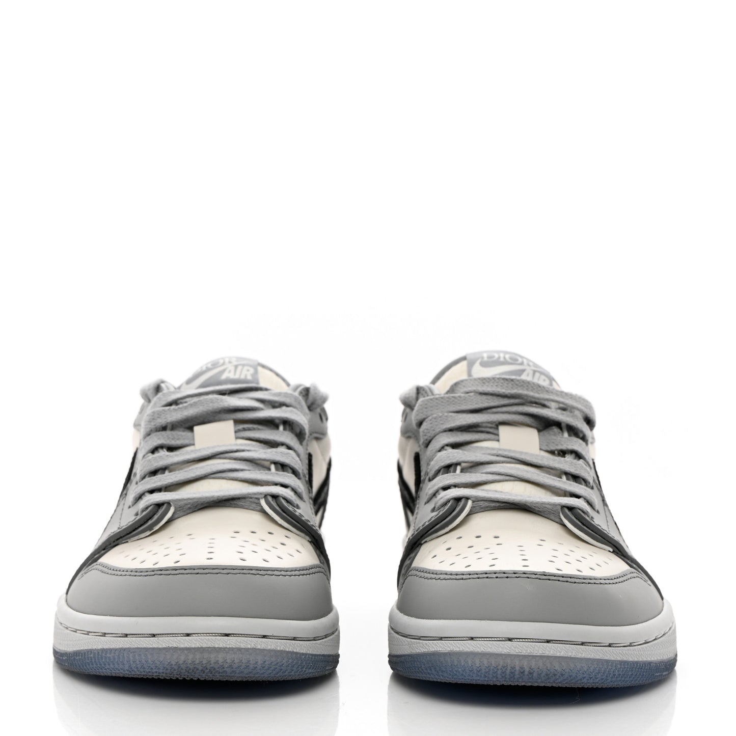X NIKE AIR JORDAN Calfskin Mens Oblique Low Sneakers 38.5 Grey White
