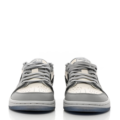 Christian Dior X NIKE AIR JORDAN Calfskin Mens Oblique Low Sneakers 38.5 Grey White 2 of 13