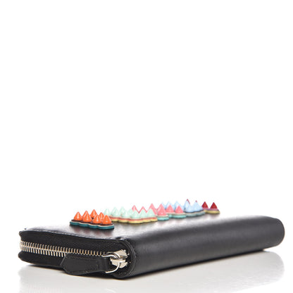 Fendi Vitello Liberty Fun Fair Studded Zip Around Wallet Black Multicolor 4 of 7
